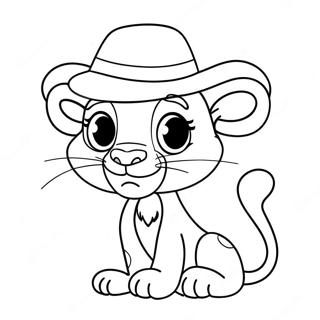 Cute Pink Panther With A Hat Coloring Page 118269-53373