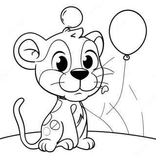 Funny Pink Panther With A Balloon Coloring Page 118272-53385