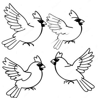 Colorful Cardinals In Flight Coloring Page 118371-53456