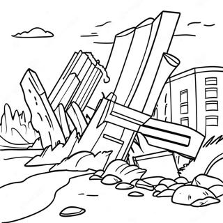 Destructive Earthquake Scene Coloring Page 118550-53711