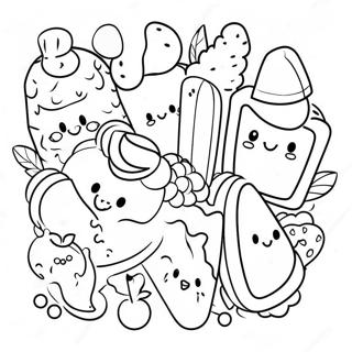 Charming Kawaii Food Doodle Coloring Page 118884-53972