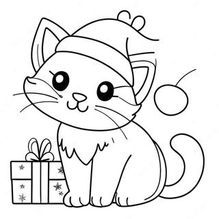 Cute Christmas Cat Coloring Page 118908-53984