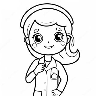 Cute Nurse With A Stethoscope Coloring Page 118961-54025