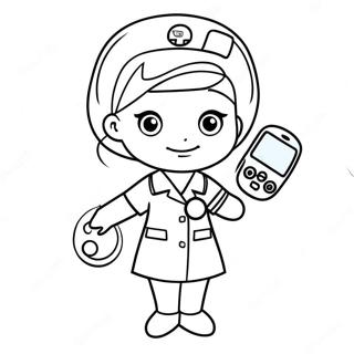 Cute Nurse With A Stethoscope Coloring Page 118961-54026