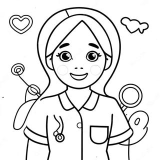 Cute Nurse With A Stethoscope Coloring Page 118961-54027