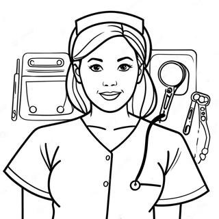 Nurse In Scrubs With Medical Equipment Coloring Page 118964 54038