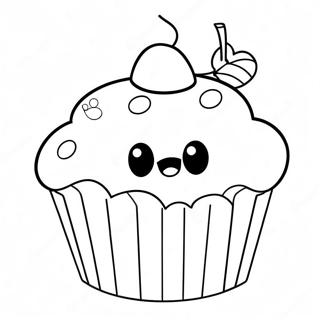 Giant Cupcake With Cherry On Top Coloring Page 11900-707