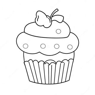 Giant Cupcake With Cherry On Top Coloring Page 11900-708