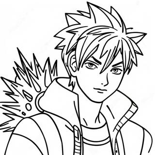 Cool Anime Boy With Spiky Hair Coloring Page 119037-54085