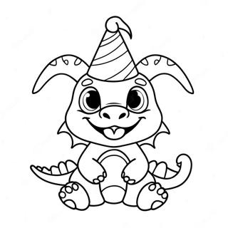 Funny Baby Dragon With A Party Hat Coloring Page 119348-54338