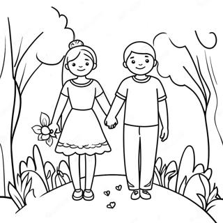 Cute Couple Holding Hands Coloring Page 119423-54385