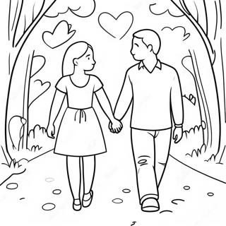 Cute Couple Holding Hands Coloring Page 119423-54386