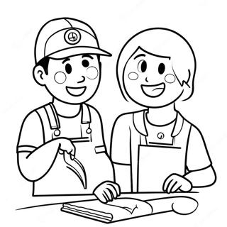 Cheerful Volunteers At Work Coloring Page 119450-54415