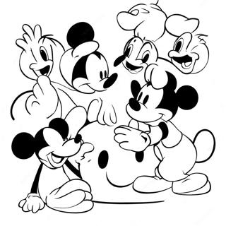 Mickey Mouse Playing With Friends Coloring Page 1194-2590