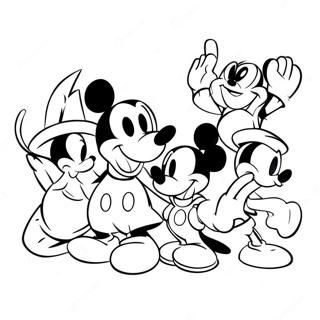 Mickey Mouse Playing With Friends Coloring Page 1194-2591