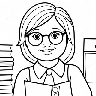 Cute Teacher With Glasses Coloring Page 119580 54515