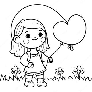 Adorable Girl With Balloon Coloring Page 119603-54525