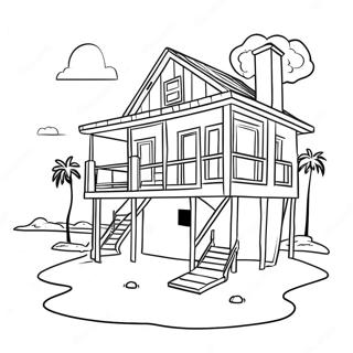 Sunny Beach House Coloring Page 119630-54551