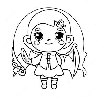 Cute Girl Vampire With Bat Coloring Page 119758-54651