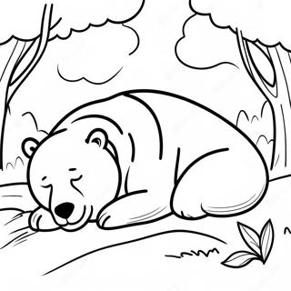 Sleepy Grizzly Bear Napping Coloring Page 119994-54842
