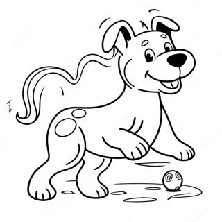 Happy Dog Fetching A Ball Coloring Page 120045-54879
