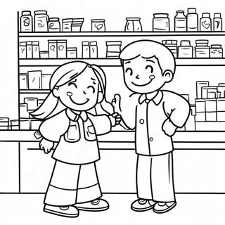 Happy Kids At The Pharmacy Coloring Page 120148-54962