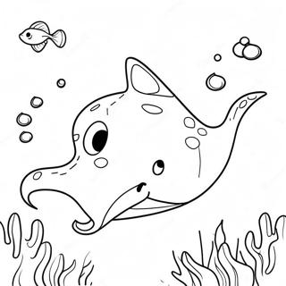 Cute Stingray Swimming Coloring Page 120426-55169