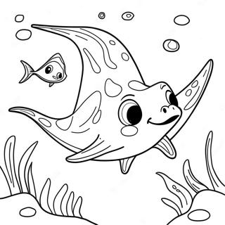 Cute Stingray Swimming Coloring Page 120426-55170