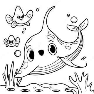 Happy Stingray Underwater Coloring Page 120427-55173