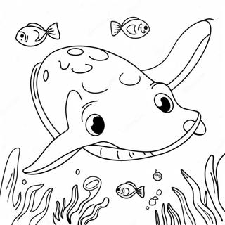 Happy Stingray Underwater Coloring Page 120427-55176