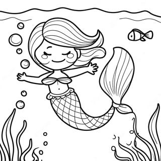 Elegant Black Mermaid Underwater Coloring Page 120604-55310