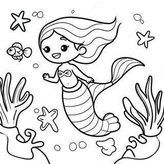 Adventurous Black Mermaid Exploring Coral Reefs Coloring Page 120607-55324