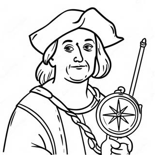 Christopher Columbus With A Compass Coloring Page 120915-55750