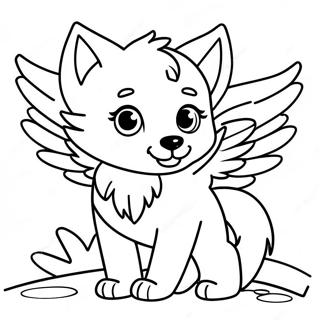 Majestic Baby Wolf With Feathered Wings Coloring Page 120939-55764