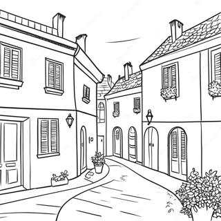 Charming French Village Coloring Page 120965-55594