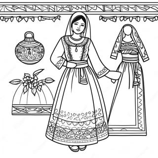 Traditional Palestinian Dress Coloring Page 120989-55612