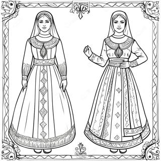 Traditional Palestinian Dress Coloring Page 120989-55800