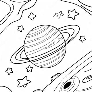 Saturn Surrounded By Stars Coloring Page 121375-56081