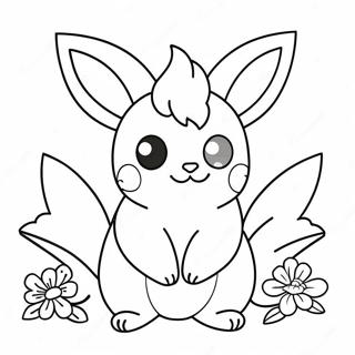 Cute Flareon With Flowers Coloring Page 121758-56377