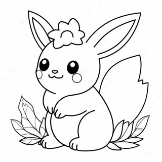 Cute Flareon With Flowers Coloring Page 121758-56378