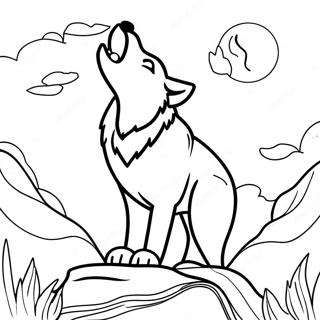 Majestic Wolf Howling At The Moon Coloring Page 12176-2315