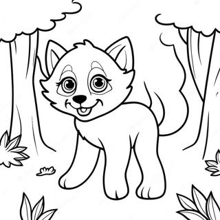 Playful Wolf Pup In The Forest Coloring Page 12177-1289