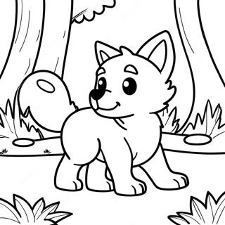 Playful Wolf Pup In The Forest Coloring Page 12177-1290