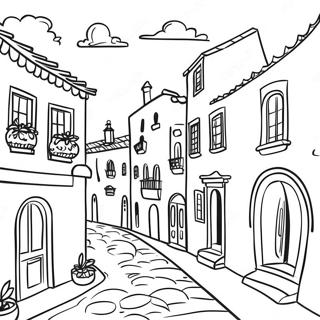 Charming Spanish Village Coloring Page 121811-56422