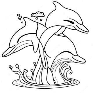 Playful Dolphins Splashing Coloring Page 121913-56505