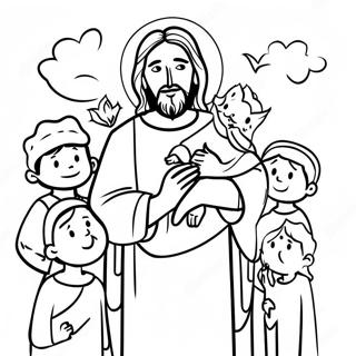 Colorful Jesus With Children Coloring Page 122066-56619