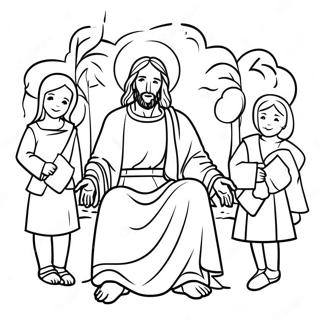Colorful Jesus With Children Coloring Page 122066-56620