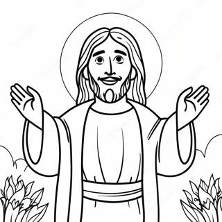 Happy Jesus With Open Arms Coloring Page 122069 56630