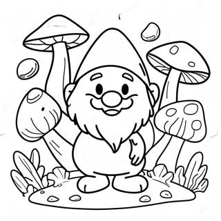 Happy Mushroom Gnome Playing With Animals Coloring Page 122094-56647