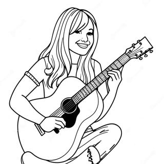 Hannah Montana Playing Guitar Coloring Page 122453-56986